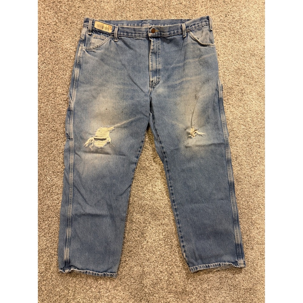 Dickies Carpenter Jeans Mens 40X30 Blue Denim Distressed Relaxed Fit Work Pants*
